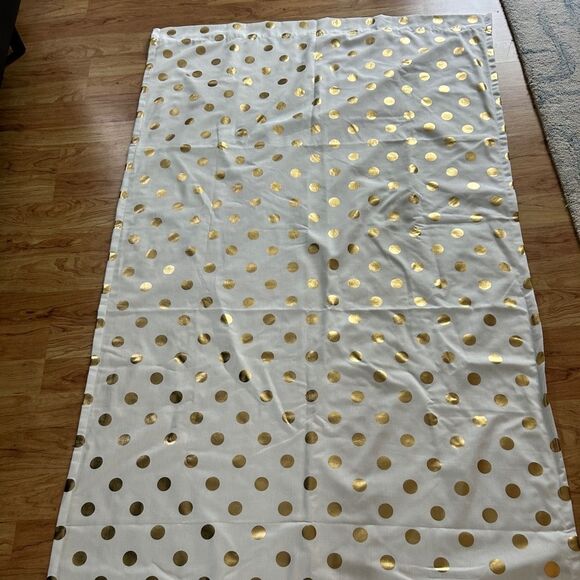 84” white with gold polka dot black-out curtains - Picture 1 of 5